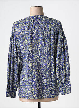 Chemisier imprimé fleurs manches longues bleu YERSE femme