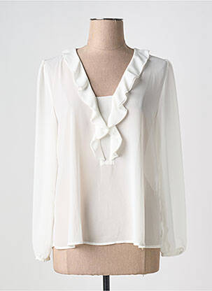 Blouse légère et transparente manches longues blanc RINASCIMENTO femme