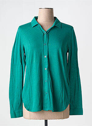 Chemisier coupe cintrée manches longues vert MAJESTIC FILATURES femme