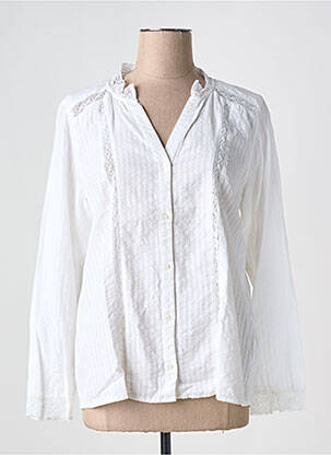 Chemisier tissage crêpe manches longues blanc BELLA JONES femme