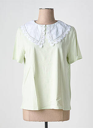 Blouse tissage popeline manches courtes vert JOHANNA PARIS femme
