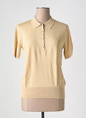 Pull stretch manches courtes beige YAYA femme