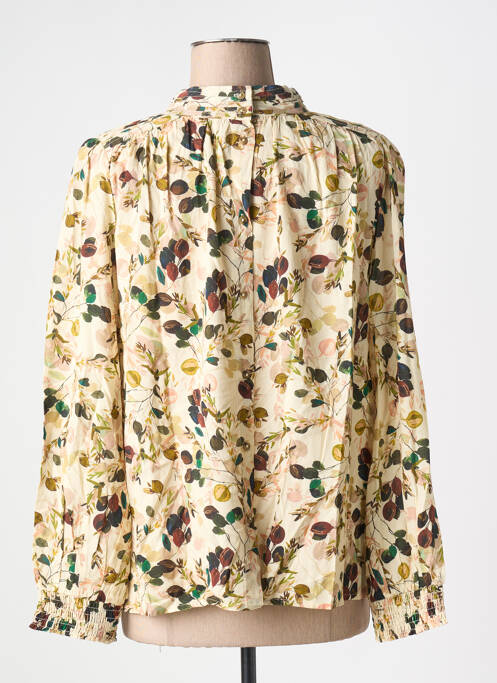 Blouse imprimé fleurs manches longues beige INDI & COLD femme