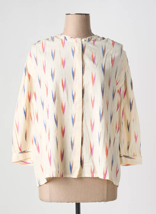 Blouse imprimé fantaisie manches 3/4 beige YERSE femme