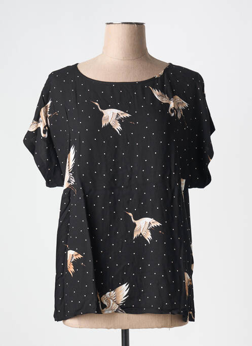 Blouse manches courtes manches courtes noir YAYA femme