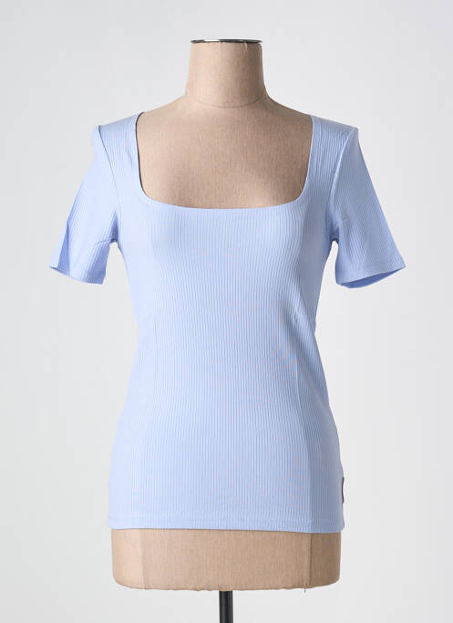 Top col carré manches courtes bleu SCOTCH & SODA femme