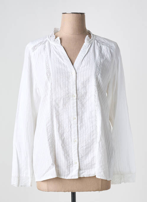Chemisier tissage crêpe manches longues blanc BELLA JONES femme