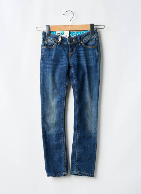 Jeans coupe slim stretch taille ajustable bleu ROXY fille