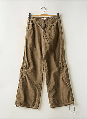 Pantalon large fermeture zippée sous rabat boutonné taille ajustable marron ROXY fille