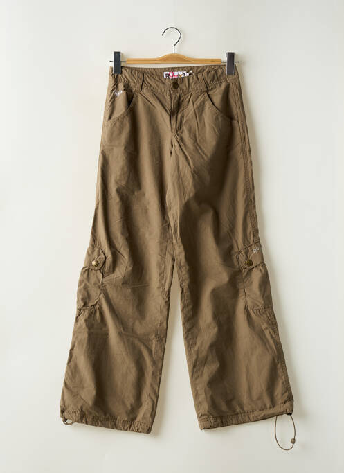 Pantalon large fermeture zippée sous rabat boutonné taille ajustable marron ROXY fille