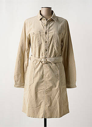 Robe mi-longue imprimé fantaisie manches longues beige CREAM femme