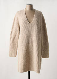 Robe pull coupe droite manches longues beige YAYA femme