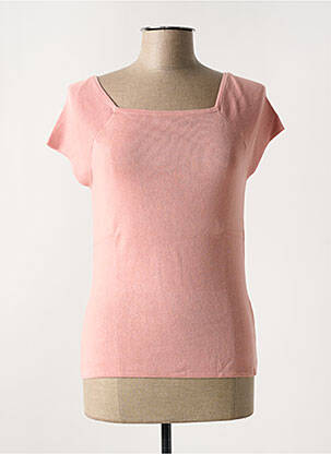 Top col carré manches courtes rose ZILCH femme
