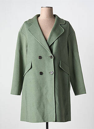 Manteau long coupe droite sans capuche vert INDI & COLD femme