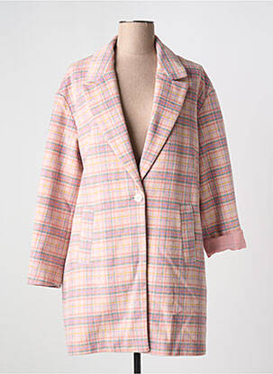 Manteau long coupe droite sans capuche rose ME369 femme
