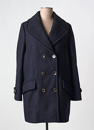 Manteau long coupe droite sans capuche bleu MAISON LENER femme