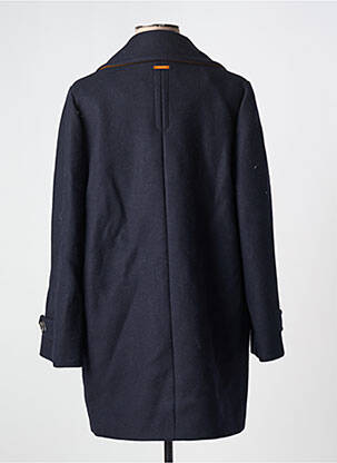 Manteau long coupe droite sans capuche bleu MAISON LENER femme