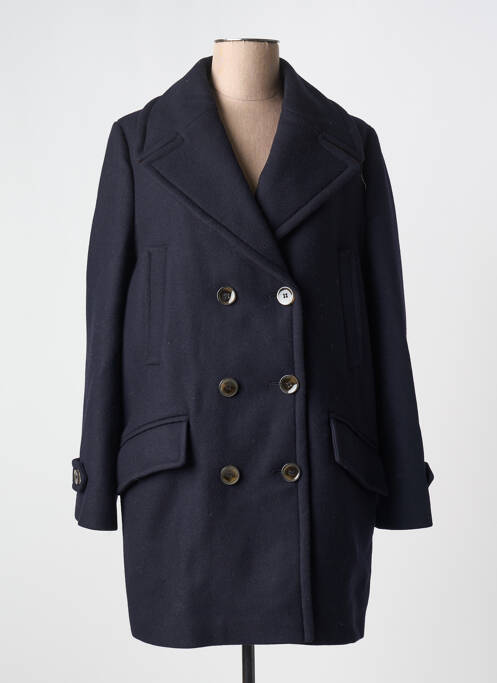 Manteau long coupe droite sans capuche bleu MAISON LENER femme