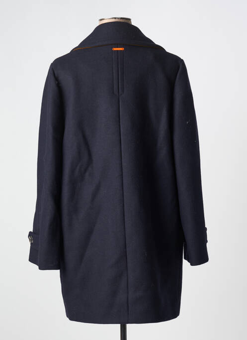 Manteau long coupe droite sans capuche bleu MAISON LENER femme