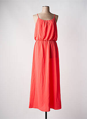 Robe longue manches bretelles ajustables fines bretelles orange ONLY femme