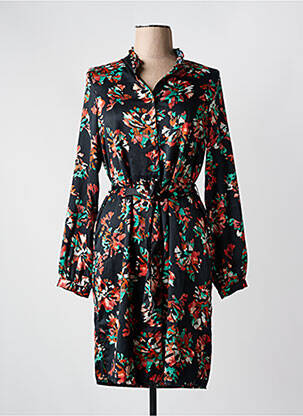 Robe mi-longue imprimé fantaisie manches longues noir VERO MODA femme