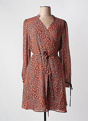 Robe mi-longue imprimé fantaisie manches longues marron SALSA femme