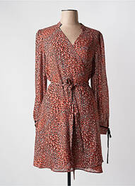 Robe mi-longue imprimé fantaisie manches longues marron SALSA femme