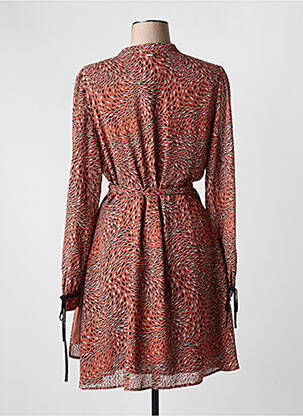 Robe mi-longue imprimé fantaisie manches longues marron SALSA femme