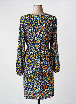 Robe mi-longue imprimé fleurs manches longues bleu ONLY femme