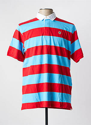Polo imprimé rayures manches courtes rouge SERGE BLANCO homme