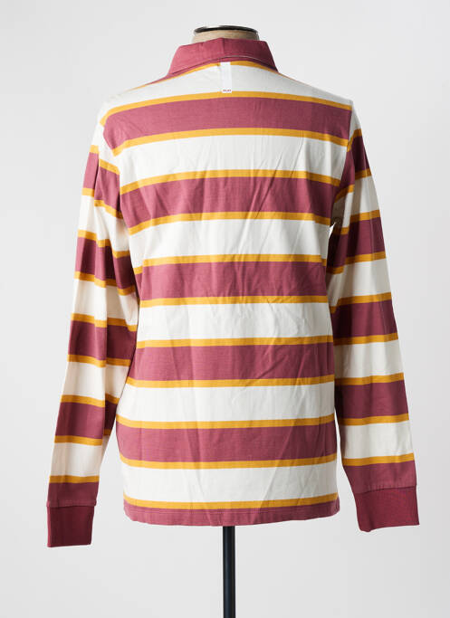 Polo imprimé rayures manches longues rouge SERGE BLANCO homme