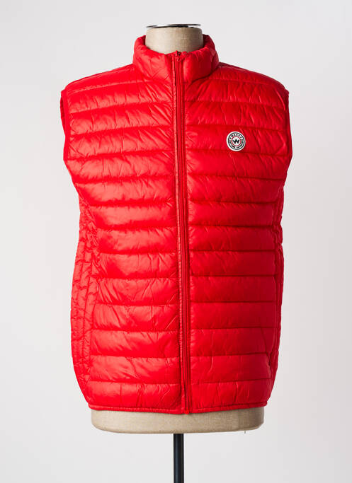 Doudoune fermeture zippée sur le devant sans capuche rouge WAXX homme