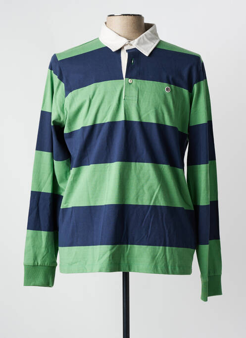 Polo imprimé rayures manches longues vert SERGE BLANCO homme