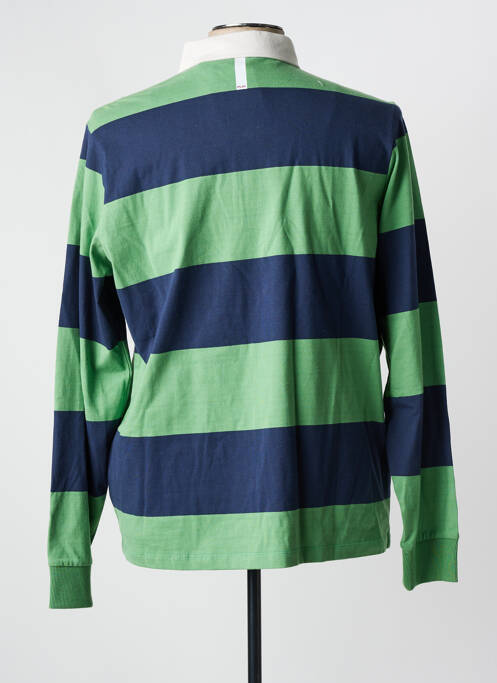 Polo imprimé rayures manches longues vert SERGE BLANCO homme