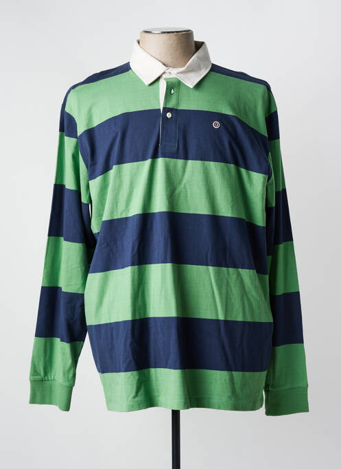 Polo imprimé rayures manches longues vert SERGE BLANCO homme