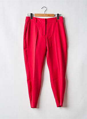 Pantalon droit fermeture zippée sous rabat avec crochet rouge ONLY femme