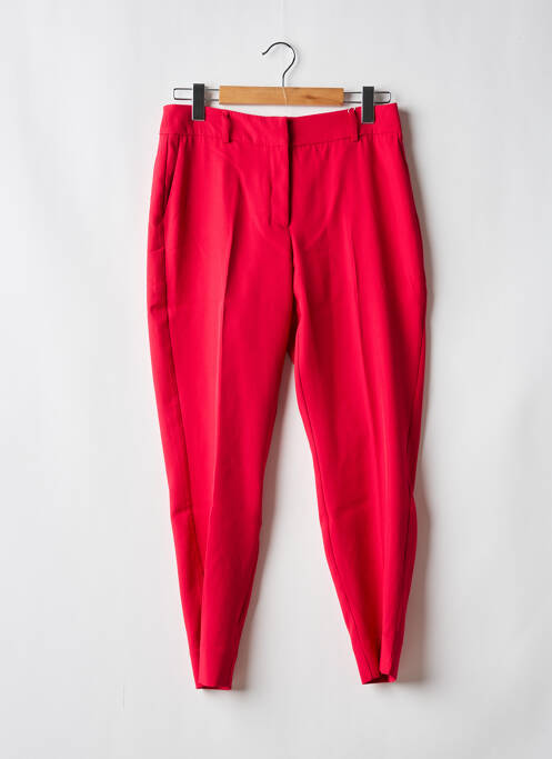 Pantalon droit fermeture zippée sous rabat avec crochet rouge ONLY femme