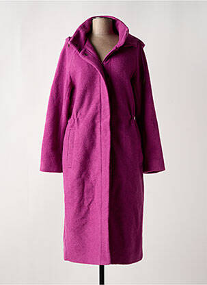 Manteau long coupe droite a capuche rose ZILCH femme