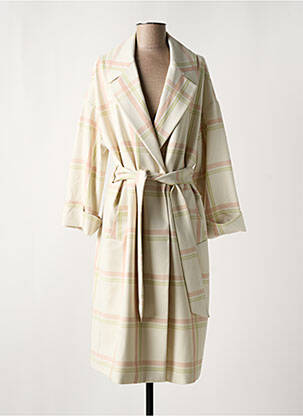 Manteau long coupe cintrée sans capuche beige YAYA femme