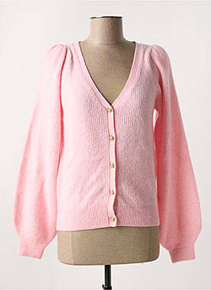 Gilet manches longues resserrée sur le bas rose FABIENNE CHAPOT femme