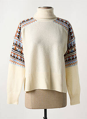 Pull col roulé stretch manches longues beige SCOTCH & SODA femme
