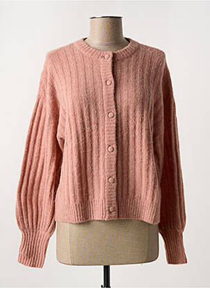 Gilet manches longues col rond rose MSCH COPENHAGEN femme