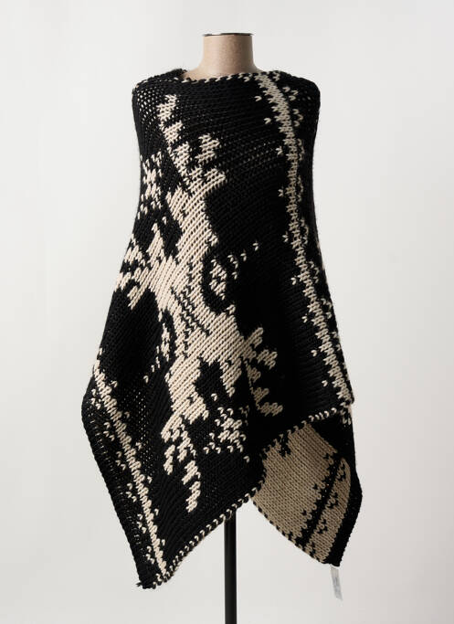 Poncho tissage jacquard noir CERF femme