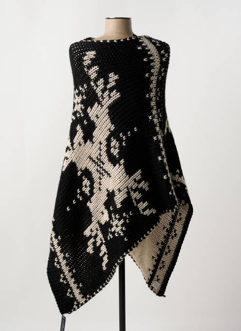 Poncho tissage jacquard noir CERF femme