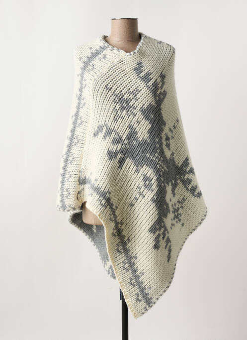 Poncho tissage jacquard beige CERF femme