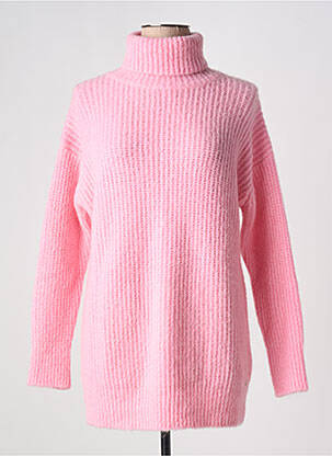 Pull col roulé coupe droite manches longues rose KOCCA femme