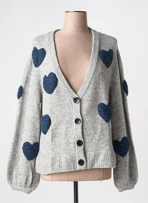 Gilet manches longues fermeture boutonnée sur le devant gris FABIENNE CHAPOT femme