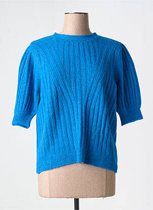 Pull resserrée sur le bas manches courtes bleu ANGE femme