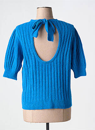 Pull resserrée sur le bas manches courtes bleu ANGE femme