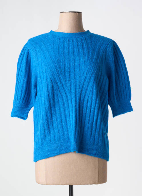 Pull col rond manches courtes bleu ANGE femme